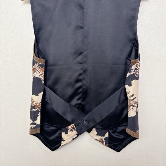 Vintage Cambridge Dry Goods Company Womens Small Equestrian Horses Open Vest - Picture 11 of 12